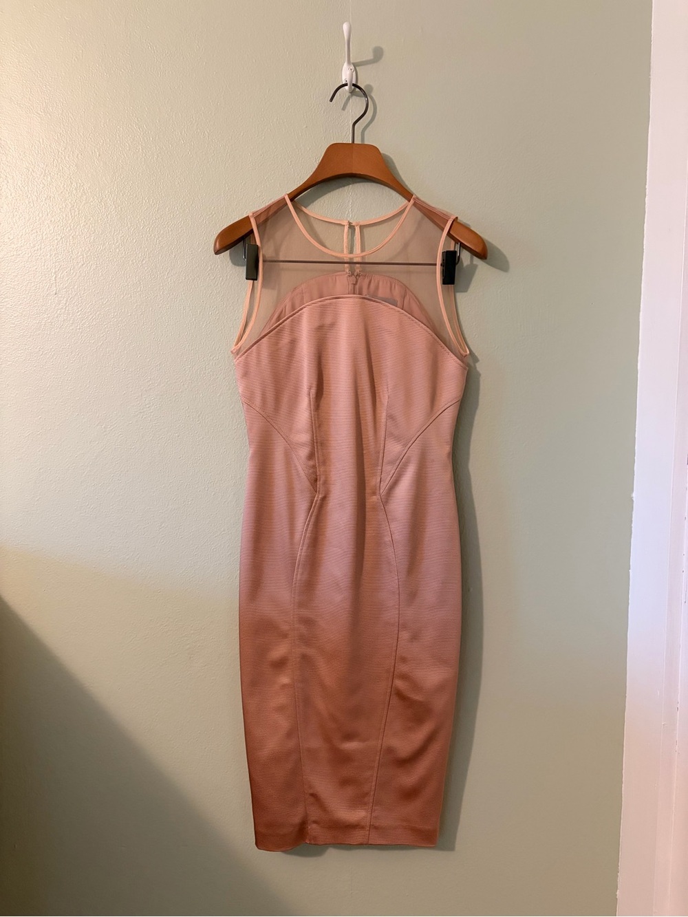 Zac Posen Sheer Yoke Bodycon Dress in Dusty Rose